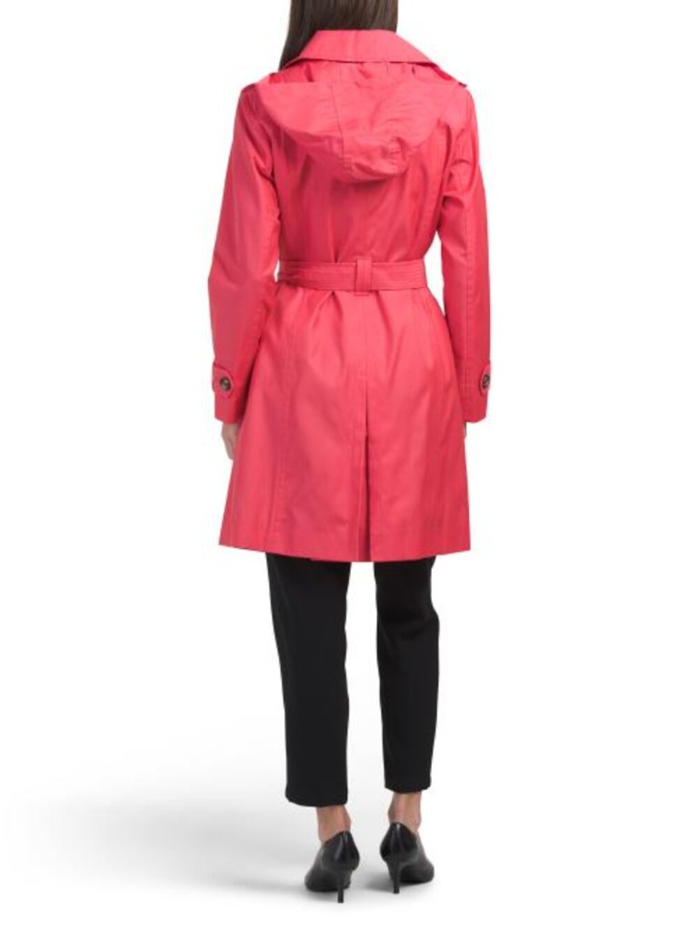 LONDON FOG Belted Trench Coat With Hood - Picture 2 of 4